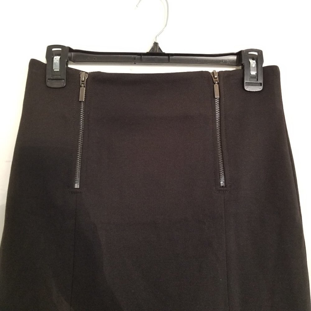 Bcbgeneration Double Zipper Black Mini Skirt Sz 6 - image 2